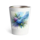 June06の紫陽花と雨【水彩画風シリーズ】 Thermo Tumbler