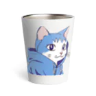 yamabの青いパーカーをきた猫 Thermo Tumbler