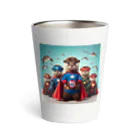 さんちゃんズの可愛いカワウソのスーパーヒーロー Thermo Tumbler