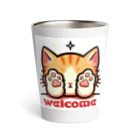 kk-welcomeの肉球で目隠し猫ちゃん Thermo Tumbler