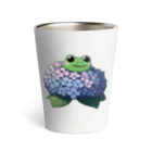 終わらない夢🌈の紫陽花の花と可愛いアマガエル🐸 Thermo Tumbler