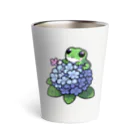 終わらない夢🌈のあじさいの花と🐸カエル君 Thermo Tumbler