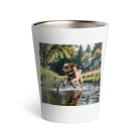 kokin0の水辺を走る犬 dog runnning on the water Thermo Tumbler