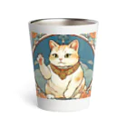 ゆまちゃんの開運雑貨屋さんの夜のミュシャ風招き猫 Thermo Tumbler