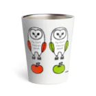 nachiccoのフクロウとリンゴ Thermo Tumbler