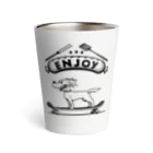 nidan-illustrationのhappy dog -ENJOY- (black ink) Thermo Tumbler