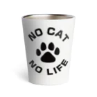 アトリエかののNO CAT NO LIFE 肉球 黒 バックプリント サーモタンブラー