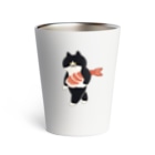 SUIMINグッズのお店の海老の握り寿司を機嫌よく運ぶねこ Thermo Tumbler