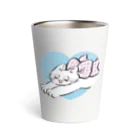 猫のあいさつのはーとねこ（ブルー） Thermo Tumbler