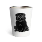 PuppenPeanoのBlack pug　シンプルな黒パグ Thermo Tumbler