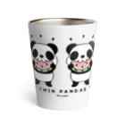 イラスト MONYAAT のTWIN PANDAS 一緒のスイカ Thermo Tumbler