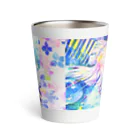 十二夜の書架のピアノの夏祭り・紫陽花の花びら（ロゴ） Thermo Tumbler