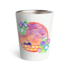 星架月の「窓際の夏」夕焼け・朝顔縁・ネコ Thermo Tumbler