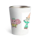 動物が好きなお絵描きさんのキャット&エレファント Thermo Tumbler