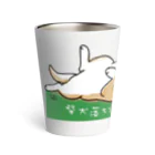 chizuruの柴犬落ちてる（茶）背景グリーン Thermo Tumbler