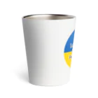 諭苑のSUZURI店のLove＆Peace観世音菩薩ウクライナ国旗背景 Thermo Tumbler