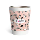 アニマル四字熟語のI LOVE CAT's　(PINK) 猫だらけマグ！最高にキュートな猫パラダイス！ Thermo Tumbler