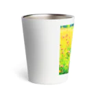 猫好きの谷の猫の水彩画/花畑のオシキャットねこのイラスト/キジトラネコ Thermo Tumbler