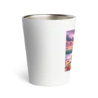 yunakiziの夕日の中シーガラスで遊ぶ子猫 Thermo Tumbler