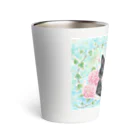 Ａｔｅｌｉｅｒ　Ｈｅｕｒｅｕｘのクロとモネ　薔薇をあしらったパステルイラスト Thermo Tumbler