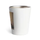 pinoko4143の絵画をバックにたたずむ黒猫 Thermo Tumbler