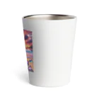 yunakiziの夕日の中シーガラスで遊ぶ子猫 Thermo Tumbler