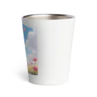 chibi_hikariのCute Kitten with Pink Heart Cloud Thermo Tumbler