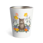 MIdesignの花と猫 Thermo Tumbler