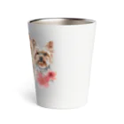 SANKAKU DESIGN STOREのお花の似合う小さい犬たち。 Thermo Tumbler