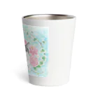 Ａｔｅｌｉｅｒ　Ｈｅｕｒｅｕｘのクロとモネ　薔薇をあしらったパステルイラスト Thermo Tumbler