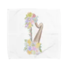 ハープのお部屋のお花いっぱいハープ Towel Handkerchief