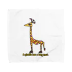 落書き“系”のA giraffe has a long neck. “キリンの首は長い” タオルハンカチ
