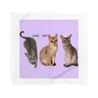 harupink🌸ペット似顔絵illustのLOVE  CAT シンガプーラ&アビシニアン Towel Handkerchief