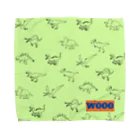 WOOOの恐竜　総柄タオル　ライムグリーン Towel Handkerchief