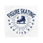 sports_tower スポーツタワーのフィギュアスケート・星・figure skating・グッズ・デザイン・フィギアスケート・#Tシャツ・ステップ・スピン・ジャンプ・スケート靴イラスト・技・男子・女子・かっこいい・かわいい・アイスダンス タオルハンカチ