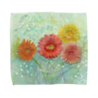 あかり花鳥風月のガーベラとかすみ草2：透明水彩でお花の絵 Towel Handkerchief