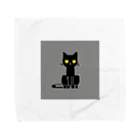 &AIのピクセルアート黒猫　19 タオルハンカチ