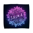 N SAUNA LOGOのネオン風花柄サウナロゴ10　花柄ver.3 タオルハンカチ