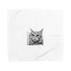 でんちゃんの鉛筆画の猫ちゃん タオルハンカチ