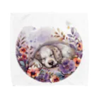 Petia Bloomの眠っている犬と優雅な花々 タオルハンカチ