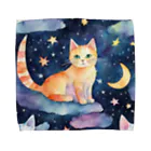 星降る夜にの月と猫 Towel Handkerchief