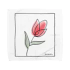 Atelier YUMEMIRU のOne Stroke Tulip 一筆書きのチューリップ Towel Handkerchief