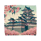 Cool Japanese CultureのSpring in Himeji, Japan: Ukiyoe depictions of cherry blossoms and Himeji Castle Towel Handkerchief