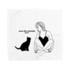 pawsの猫と女の子 Towel Handkerchief