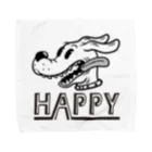 nidan-illustrationのhappy dog (black ink) タオルハンカチ