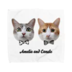 Amelie & Canele with Sora' s ShopのTwins Cats Amelie and Canele Towel Handkerchief