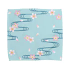 Japanese Stencilsの桜-流水文様 Sakura and Running water Towel Handkerchief