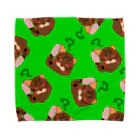 sasabeerのテレコ猫　タオルハンカチ　緑 Towel Handkerchief