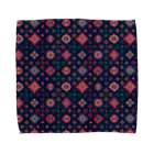 IZANAMI by Akane Yabushitaのコーカサス絨毯・グリッド（インディゴ） Towel Handkerchief