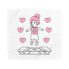 豚人イラストのパンダ武島のピッグトランポリン（ピンク） Towel Handkerchief